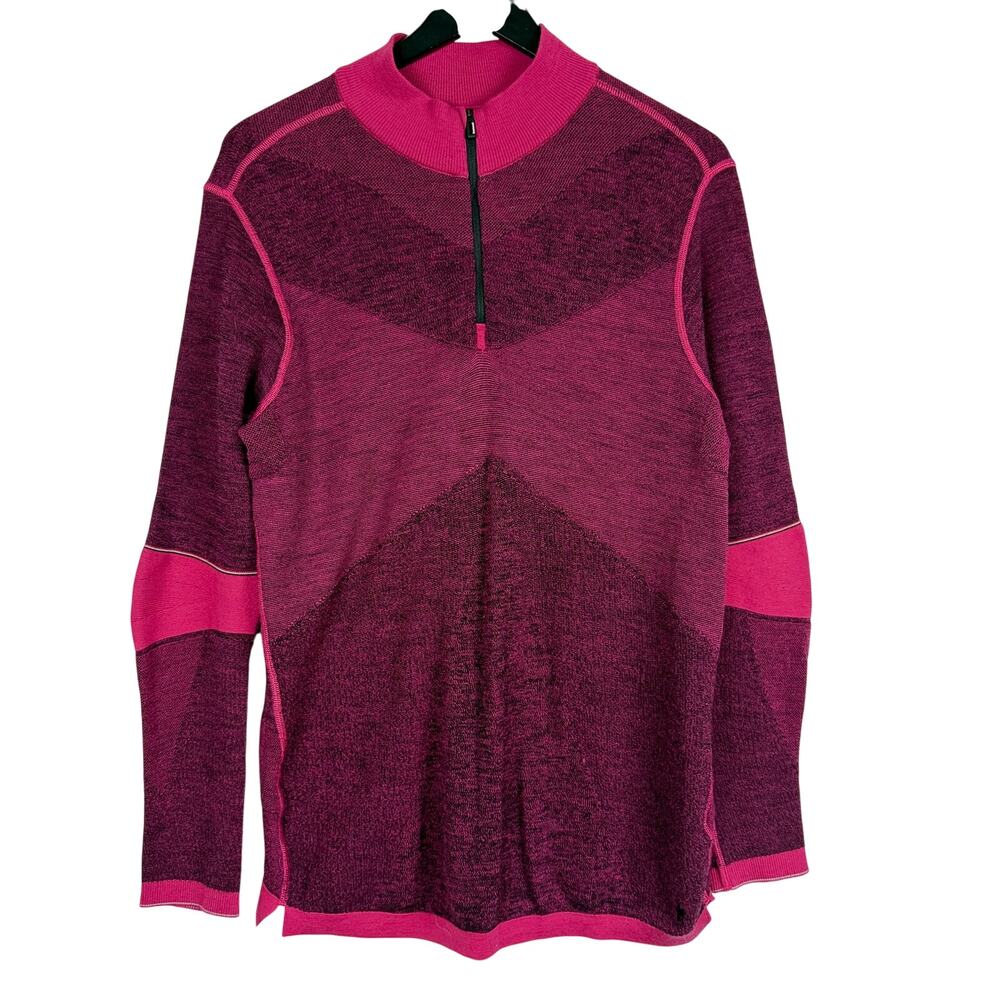 Smartwool Womens Intraknit 250 1/4 Zip Pink Sweater - XL